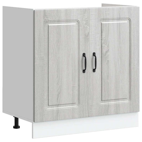 Vidaxl spoelbakonderkast kalmar 80x46x81,5cm bewerkt hout grijs sonoma