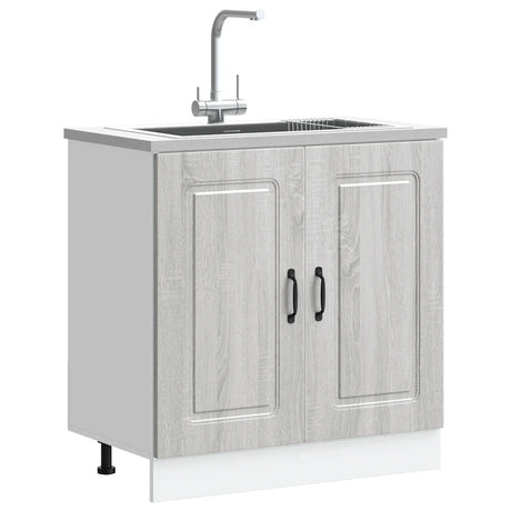 Vidaxl spoelbakonderkast kalmar 80x46x81,5cm bewerkt hout grijs sonoma