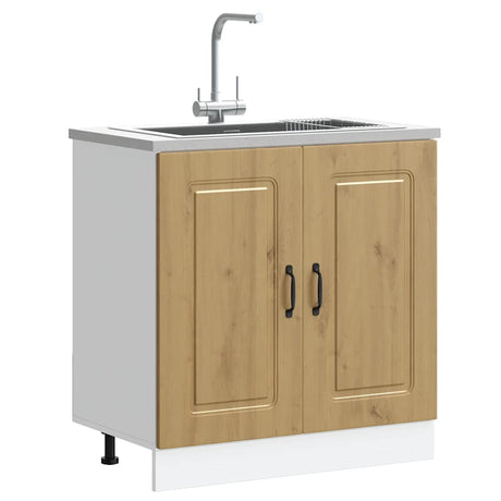 Vidaxl spoelbakonderkast kalmar 80x46x81,5 cm hout artisanaal eiken