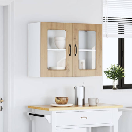 Vidaxl keukenbovenkast met glazen deur kalmar bewerkt hout artisanaal eiken