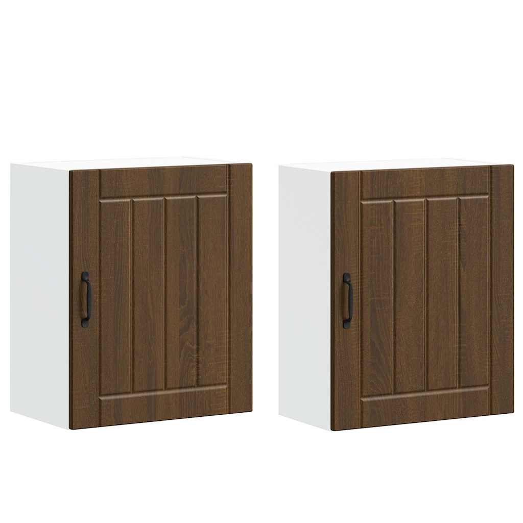 Vidaxl keukenwandkasten 2 st lucca bewerkt hout bruin eikenkleurig