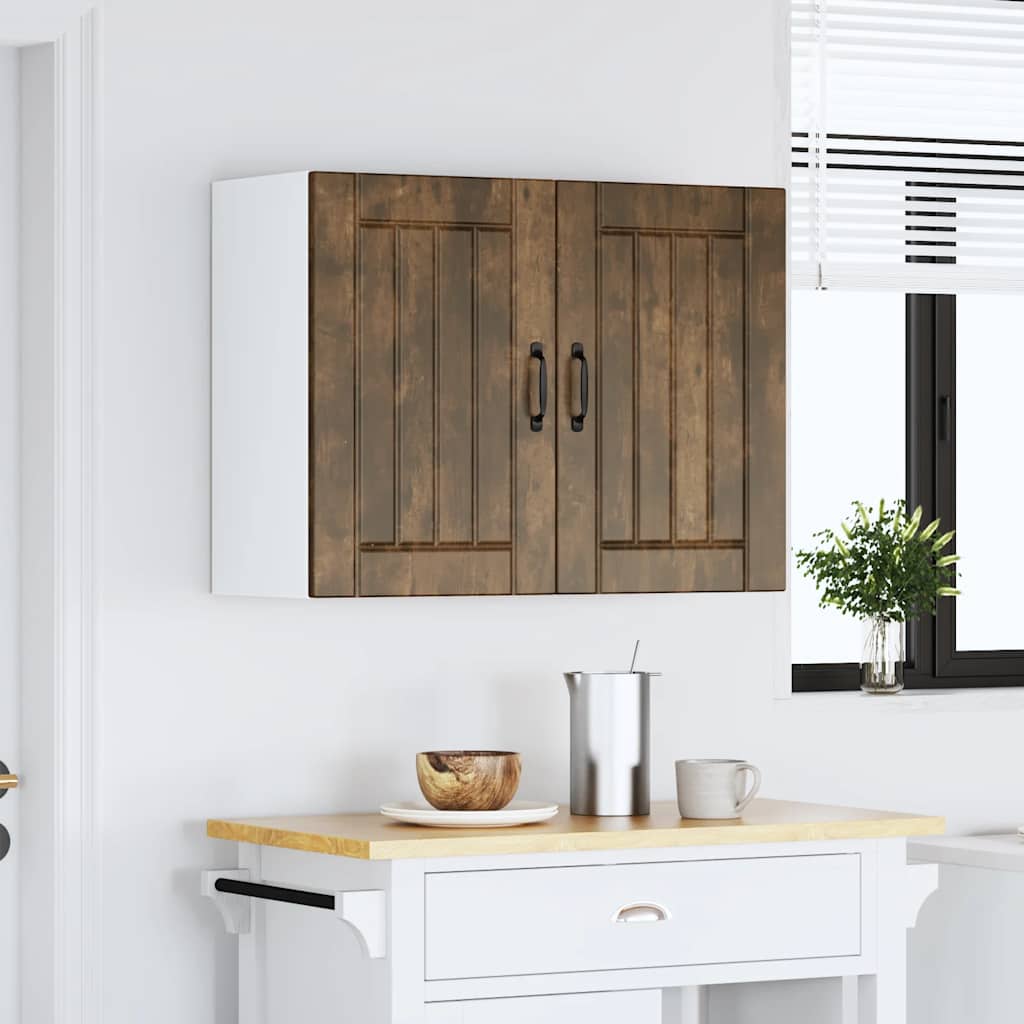 Vidaxl keukenbovenkast lucca bewerkt hout gerookt eikenkleurig