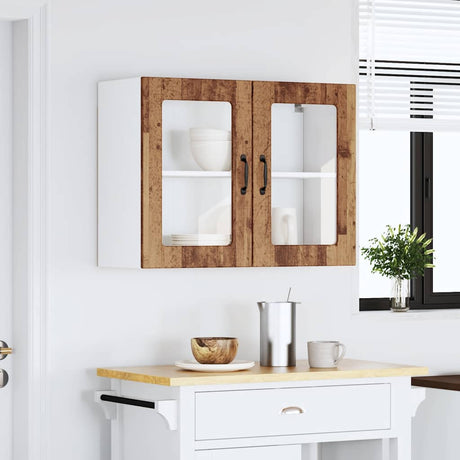 Vidaxl keukenbovenkast met glazen deur bewerkt hout oud houtkleurig