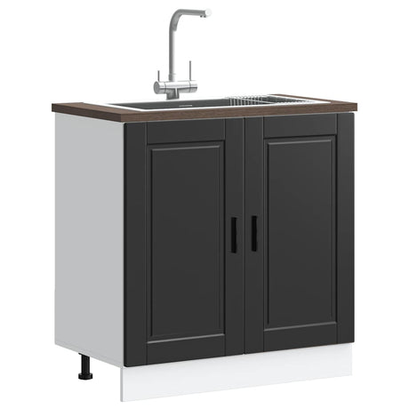 Vidaxl spoelbakonderkast porto 80x46x81,5 cm bewerkt hout zwart