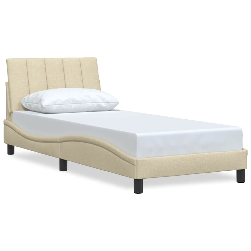 Vidaxl bedframe zonder matras hanko 90x200 cm stof crèmekleurig
