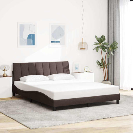 Vidaxl bedframe zonder matras hanko stof donkerbruin 160x200 cm