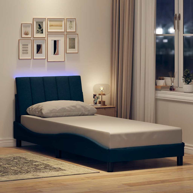 Vidaxl bedframe zonder matras hanko 80x200 cm stof blauw