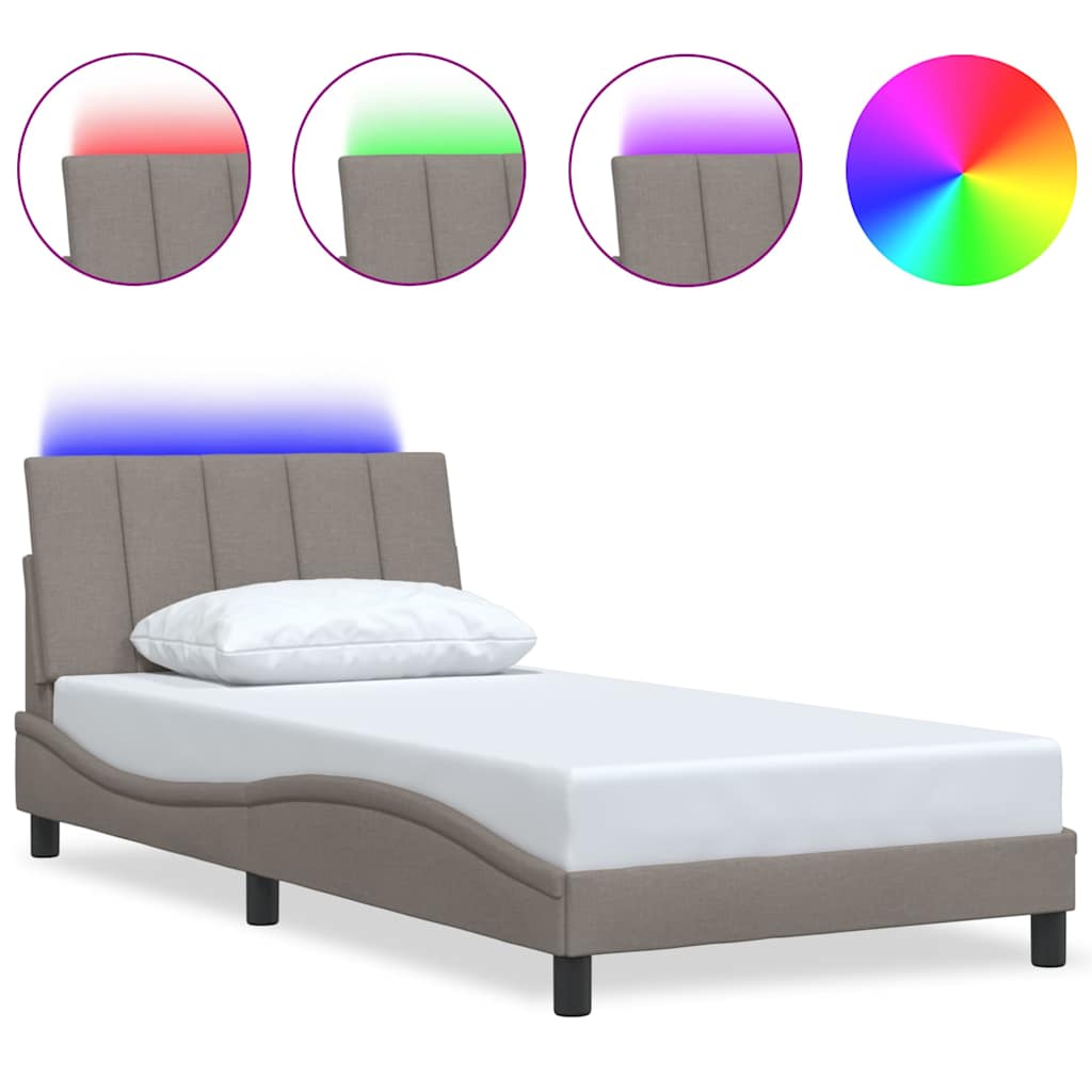 Vidaxl bedframe zonder matras hanko 100x200 cm stof taupe
