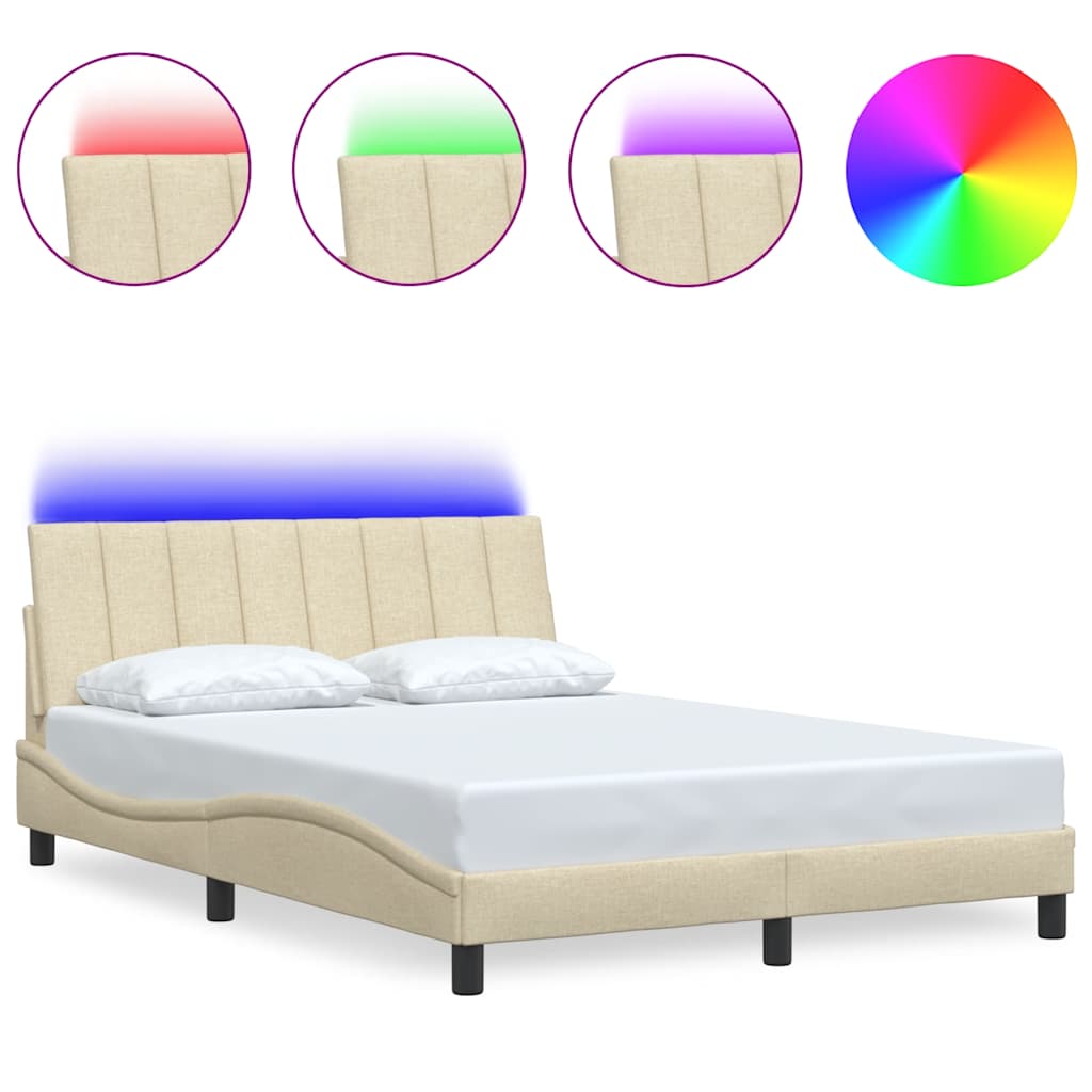 Vidaxl bedframe zonder matras hanko 120x200 cm stof crèmekleurig