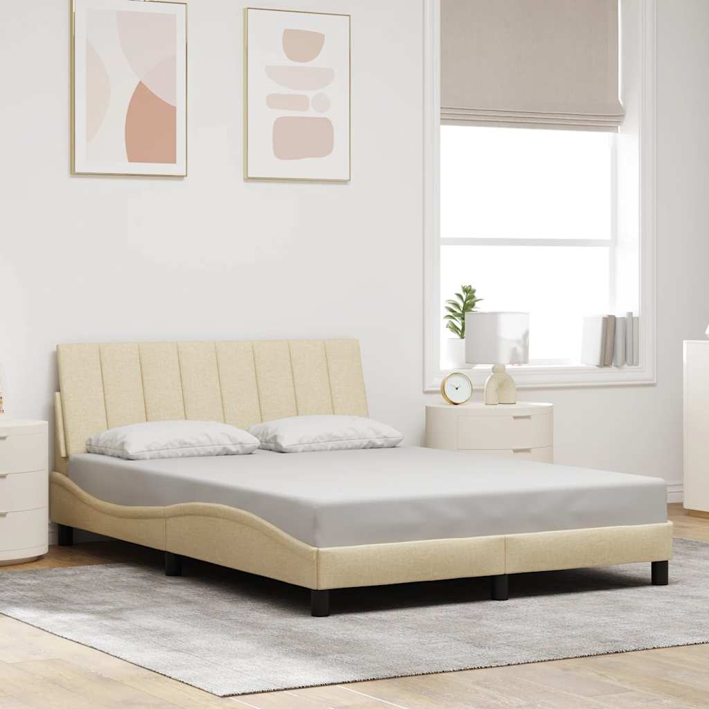 Vidaxl bedframe zonder matras hanko 120x200 cm stof crèmekleurig
