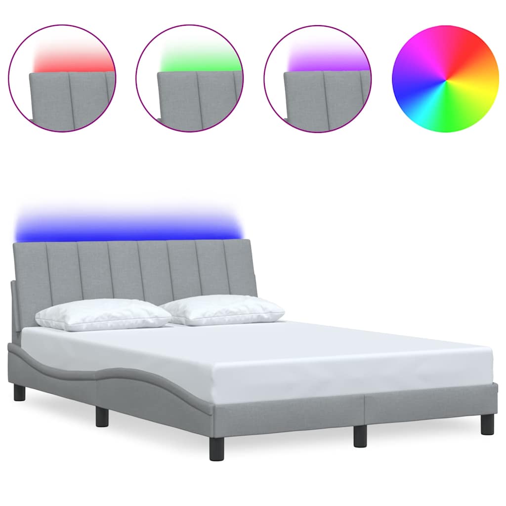 Vidaxl bedframe zonder matras hanko stof lichtgrijs 140x190 cm