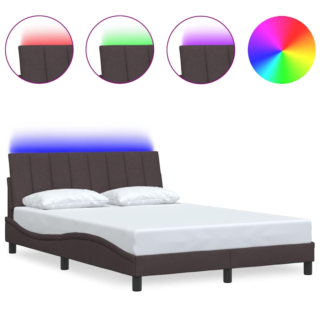 Vidaxl bedframe zonder matras hanko stof donkerbruin 140x200 cm