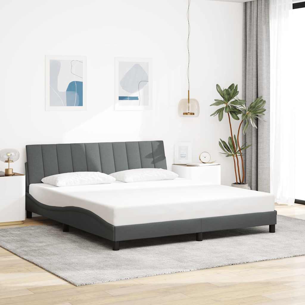 Vidaxl bedframe zonder matras hanko stof donkergrijs 180x200 cm