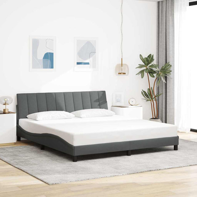 Vidaxl bedframe zonder matras hanko stof donkergrijs 180x200 cm