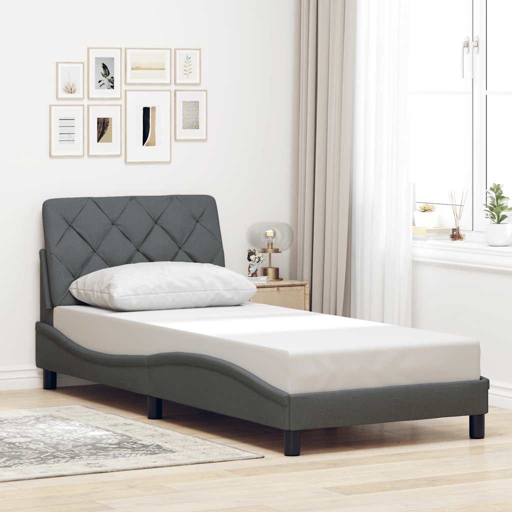 Vidaxl bedframe zonder matras 90x190 cm stof donkergrijs