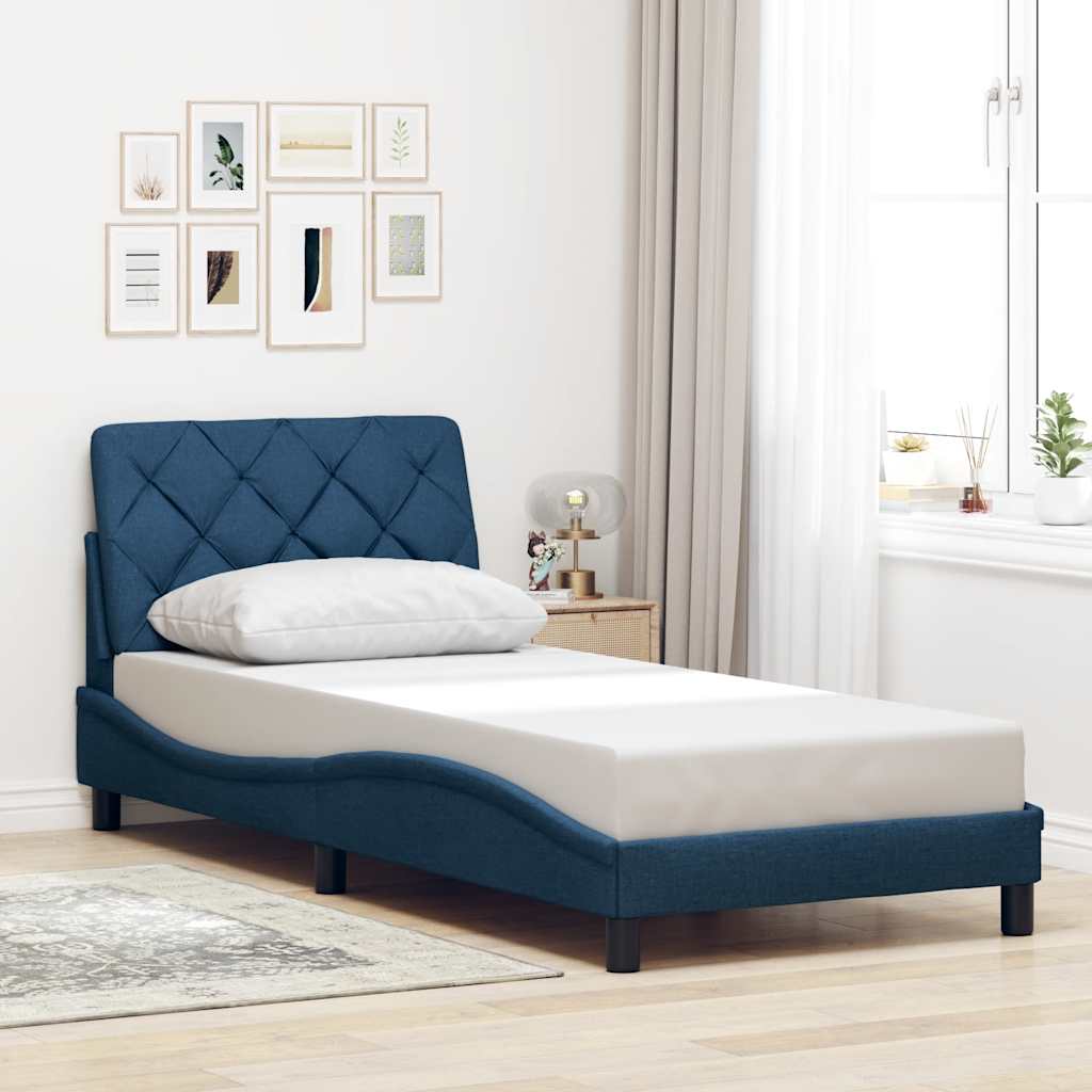 Vidaxl bedframe zonder matras 90x190 cm stof blauw
