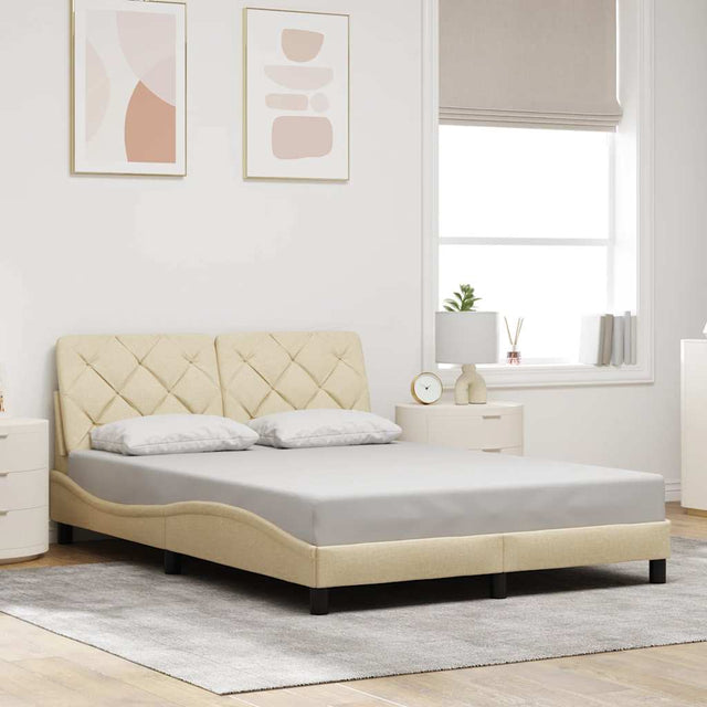 Vidaxl bedframe zonder matras stof crèmekleurig 140x200 cm