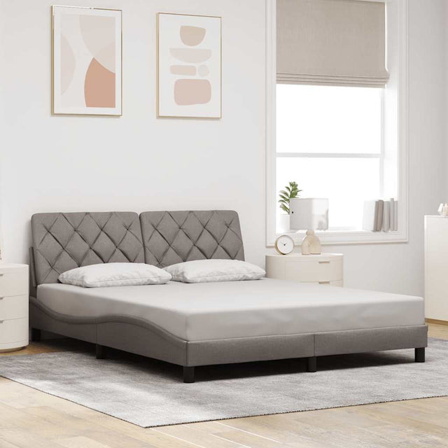 Vidaxl bedframe zonder matras stof taupe 160x200 cm