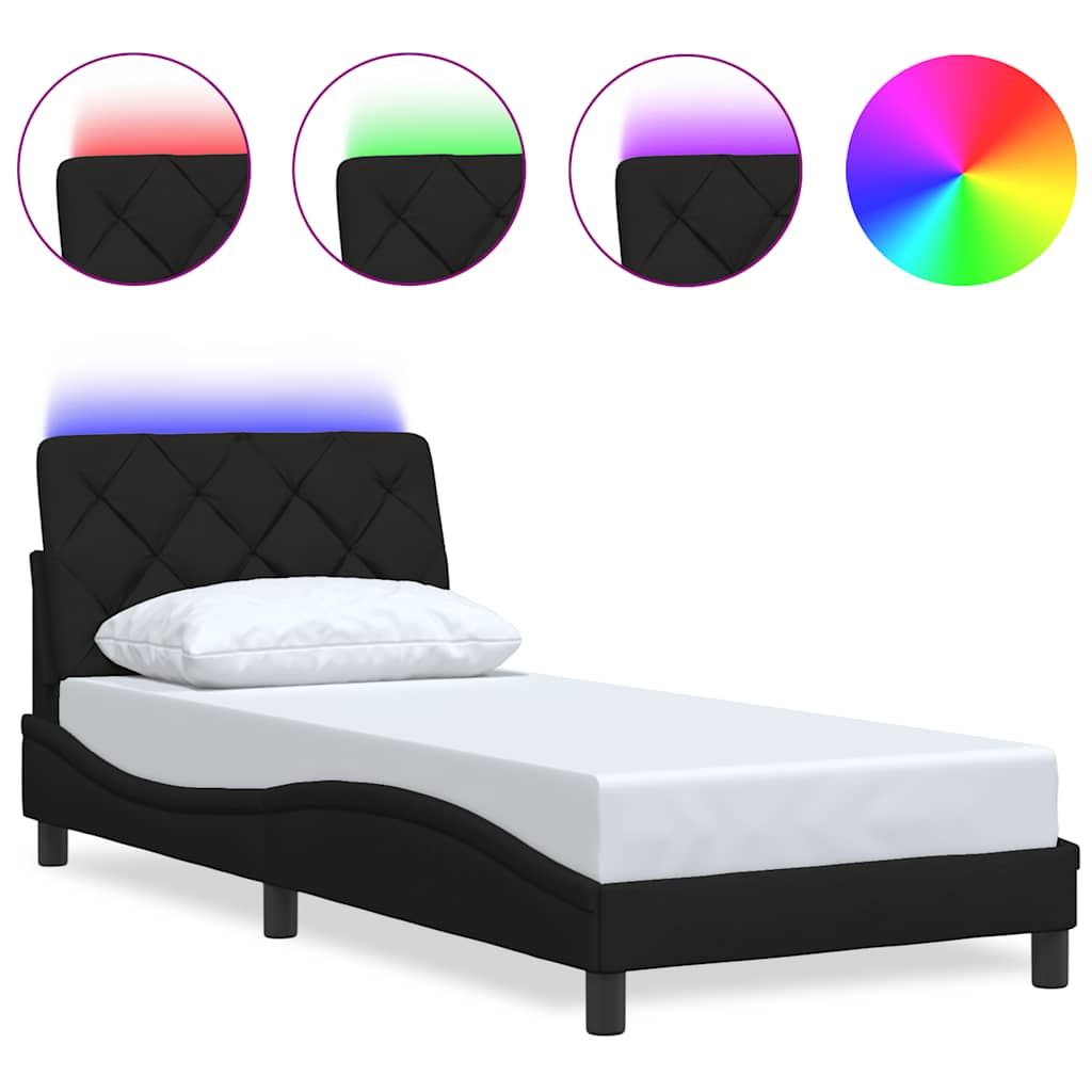 Vidaxl bedframe met led zonder matras 80x200 cm stof zwart