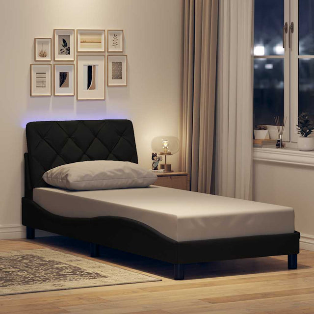 Vidaxl bedframe met led zonder matras 90x200 cm stof zwart