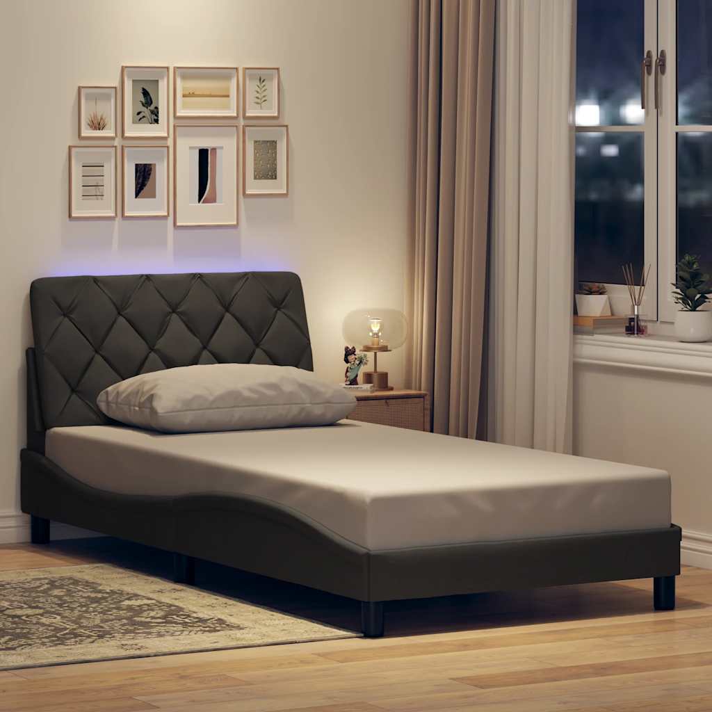 Vidaxl bedframe met led zonder matras 100x200 cm stof donkergrijs