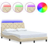Vidaxl bedframe met led zonder matras 140x200 cm stof crème