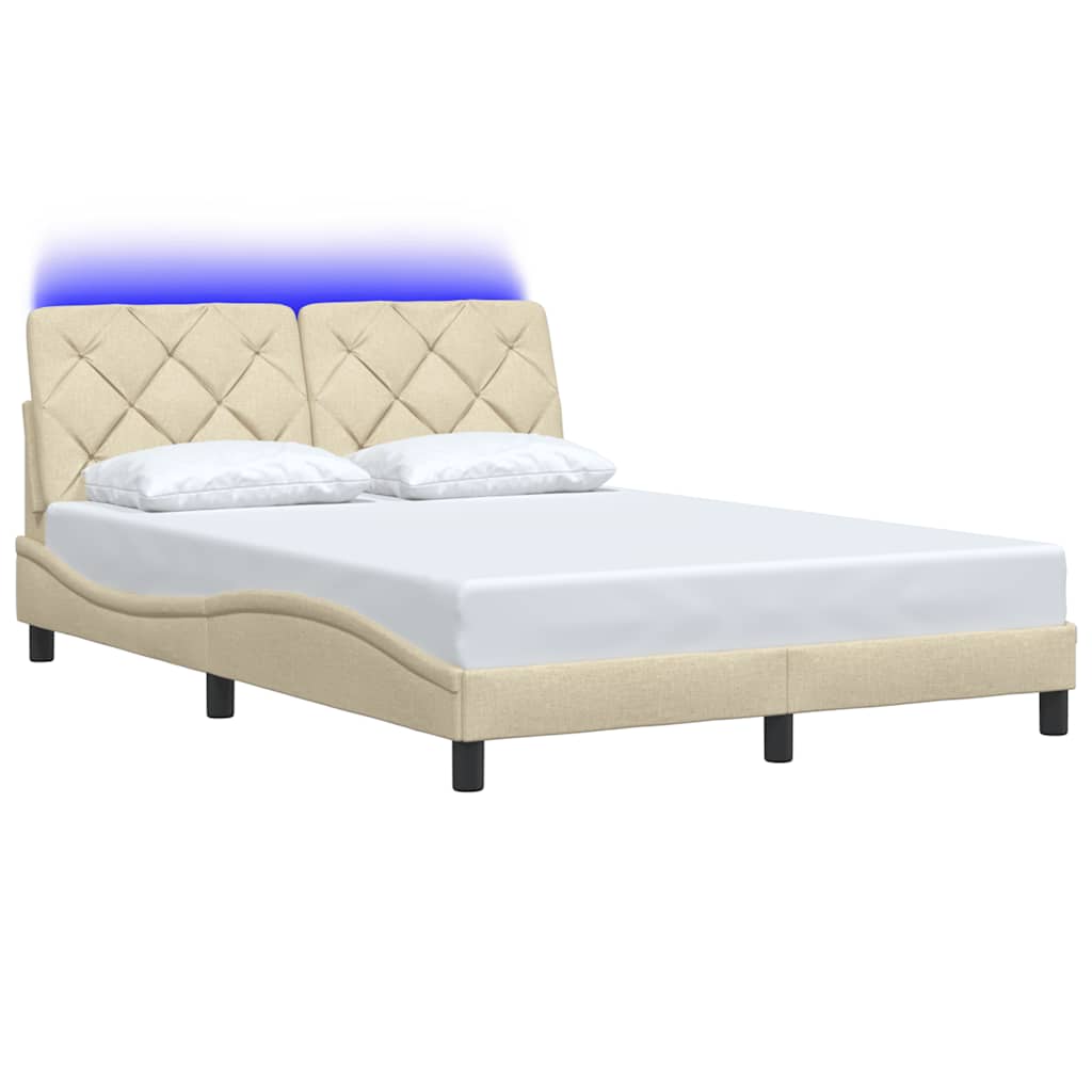 Vidaxl bedframe met led zonder matras 140x200 cm stof crème