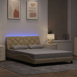 Vidaxl bedframe met led zonder matras 140x200 cm stof crème