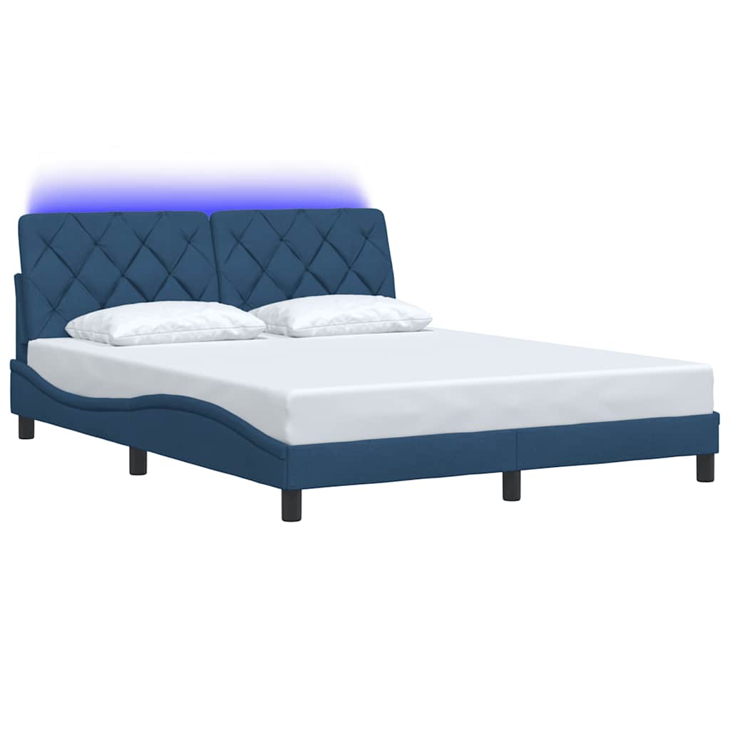 Vidaxl bedframe met led zonder matras 160x200 cm stof blauw