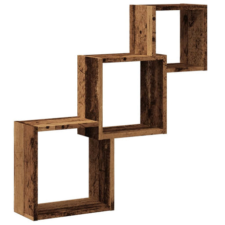 Vidaxl wandplanken kubus 68x15x68 cm bewerkt hout oud houtkleurig