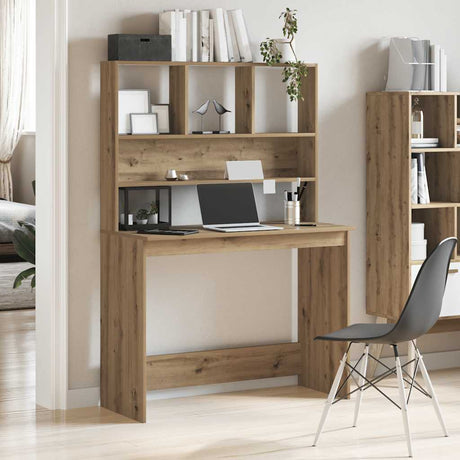 Vidaxl bureau met schappen 102x45x148 cm bewerkt hout artisanaal eiken