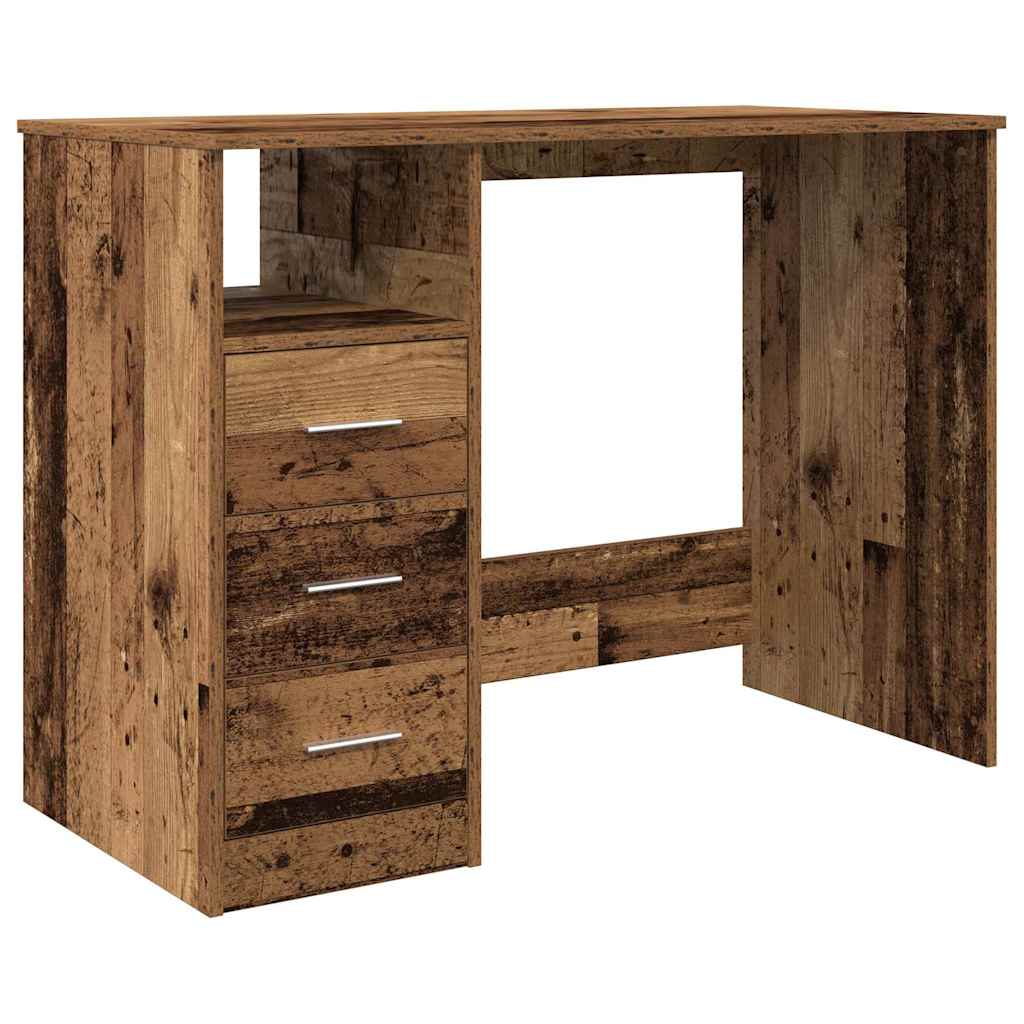 Vidaxl bureau 102x50x76 cm bewerkt hout oud houtkleurig