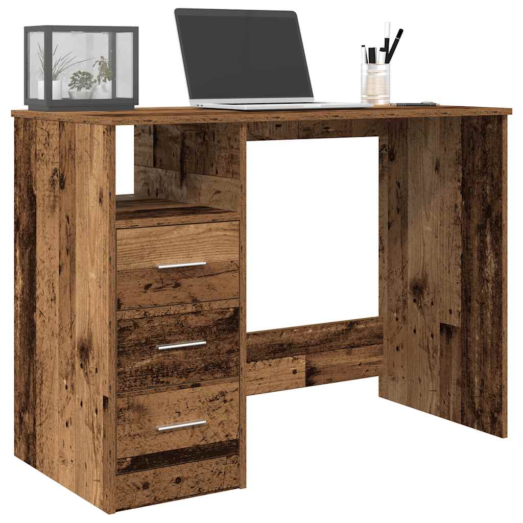 Vidaxl bureau 102x50x76 cm bewerkt hout oud houtkleurig