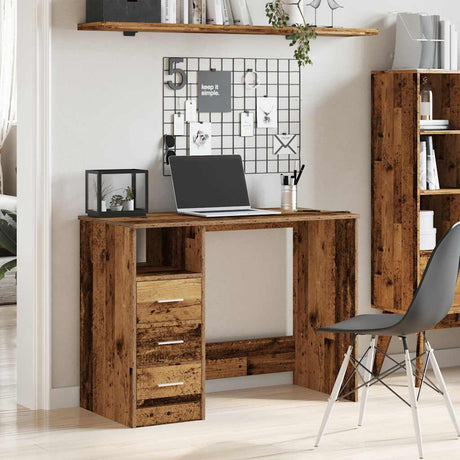 Vidaxl bureau 102x50x76 cm bewerkt hout oud houtkleurig