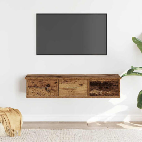 Vidaxl wandkast 88x26x18,5 cm bewerkt hout oud houtkleurig