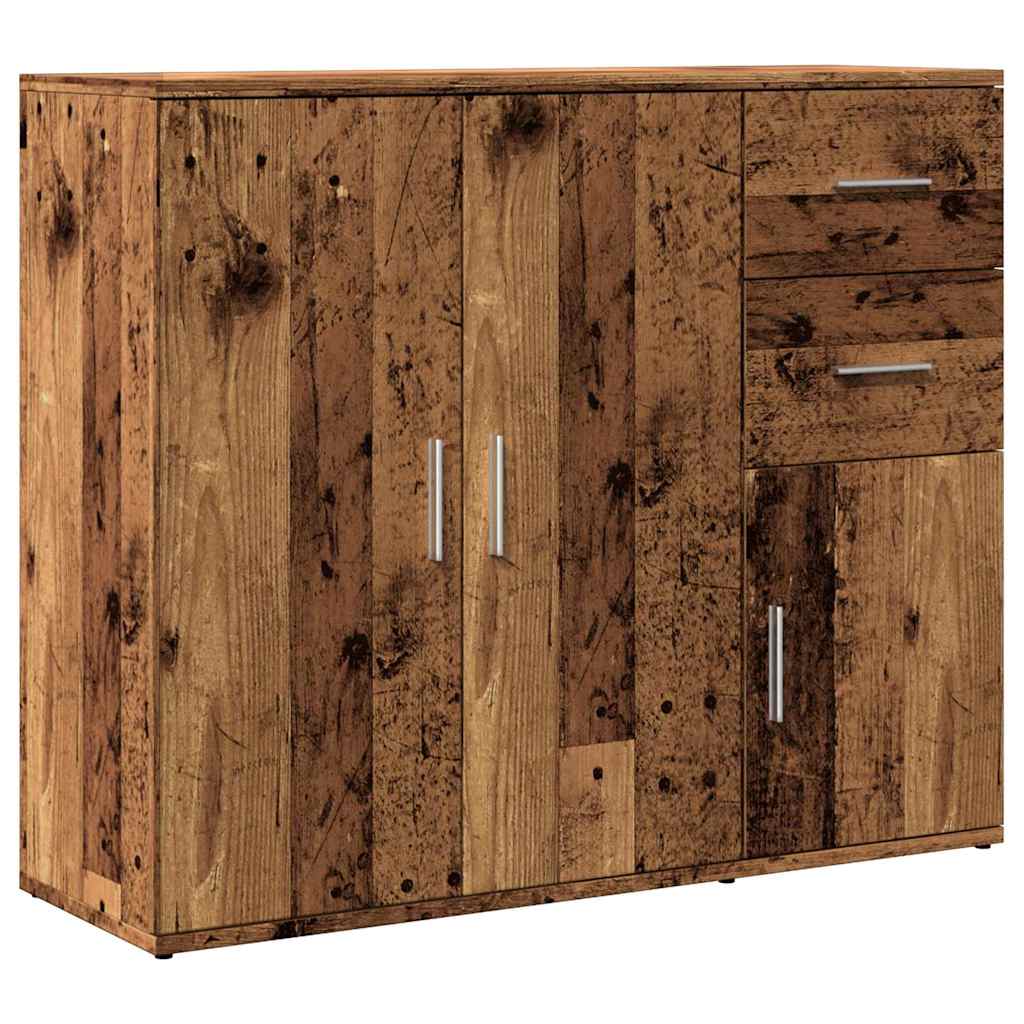 Vidaxl dressoir 91x29,5x75 cm bewerkt hout oud houtkleurig