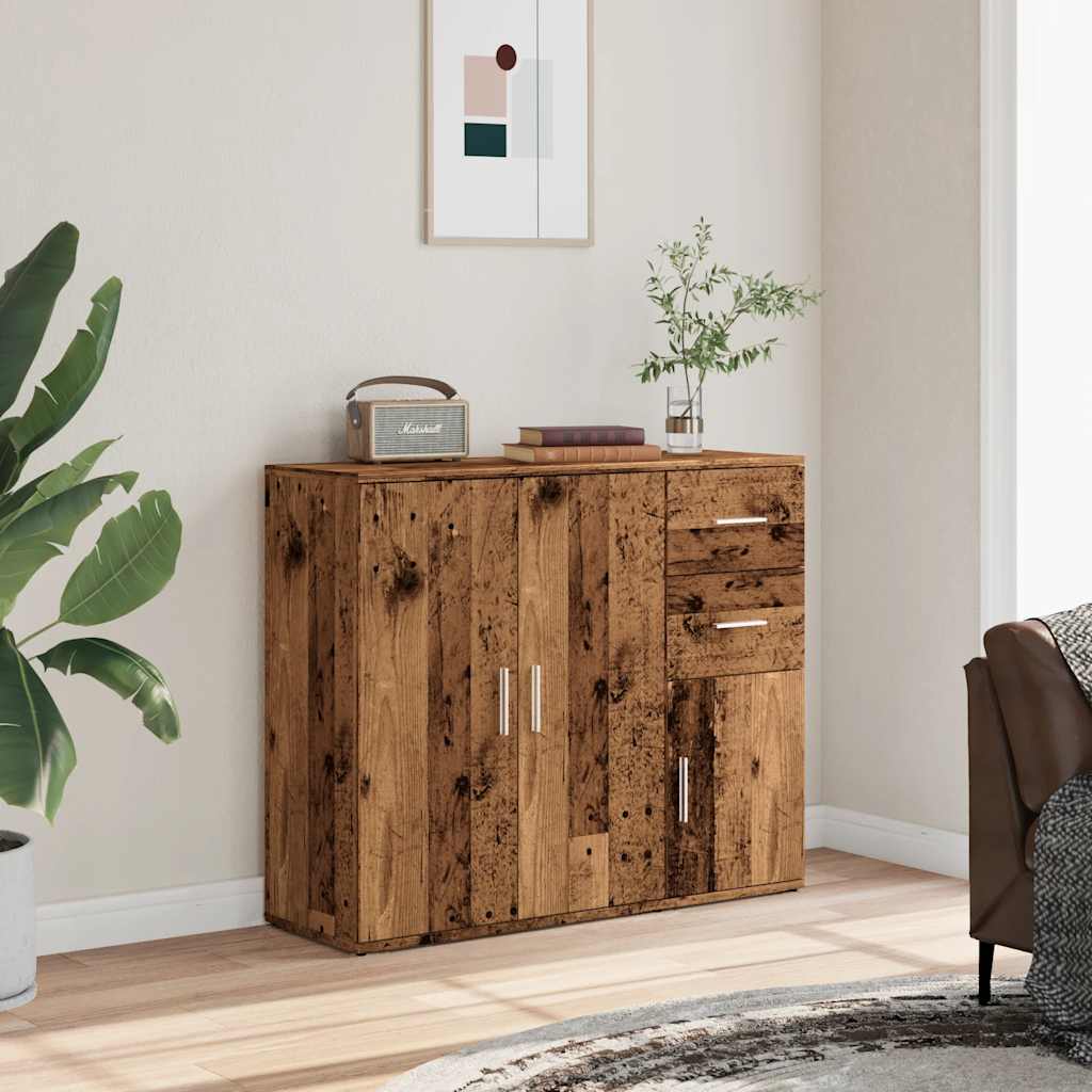 Vidaxl dressoir 91x29,5x75 cm bewerkt hout oud houtkleurig