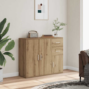 Vidaxl dressoir artisan eikenhout 91x29,5x75 cm bewerkt hout