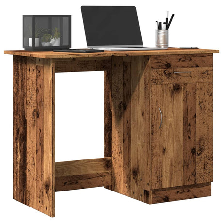 Vidaxl bureau 100x50x76 cm bewerkt hout oud houtkleurig