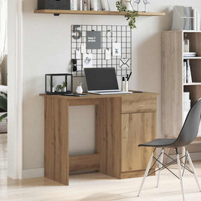 Vidaxl bureau 100x50x76 cm bewerkt hout artisanaal eikenkleur