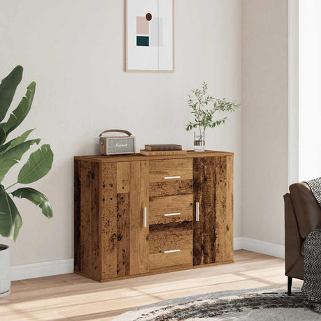 Vidaxl dressoir 90x29,5x65 cm bewerkt hout oud houtkleurig