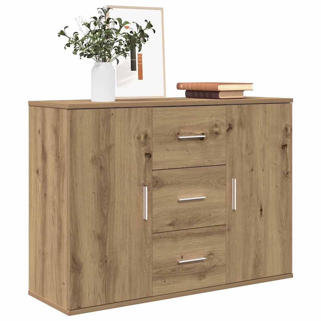 Vidaxl dressoir 90x29,5x65 cm bewerkt hout artisanaal eikenkleur