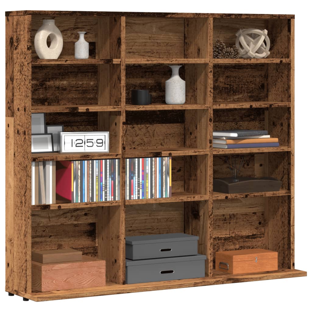 Vidaxl cd-kast 100x23x89,5 cm bewerkt hout oud houtkleurig