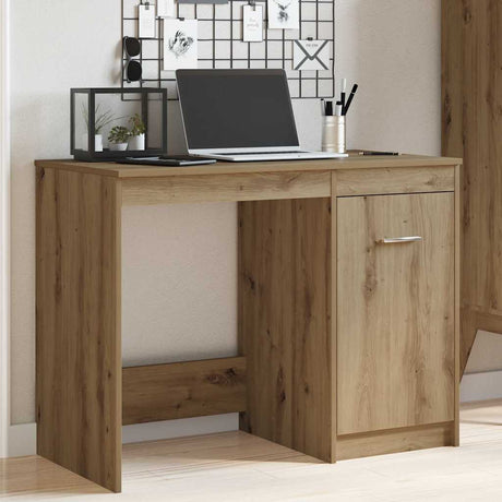 Vidaxl bureau 100x50x76 cm bewerkt hout artisanaal eikenkleur