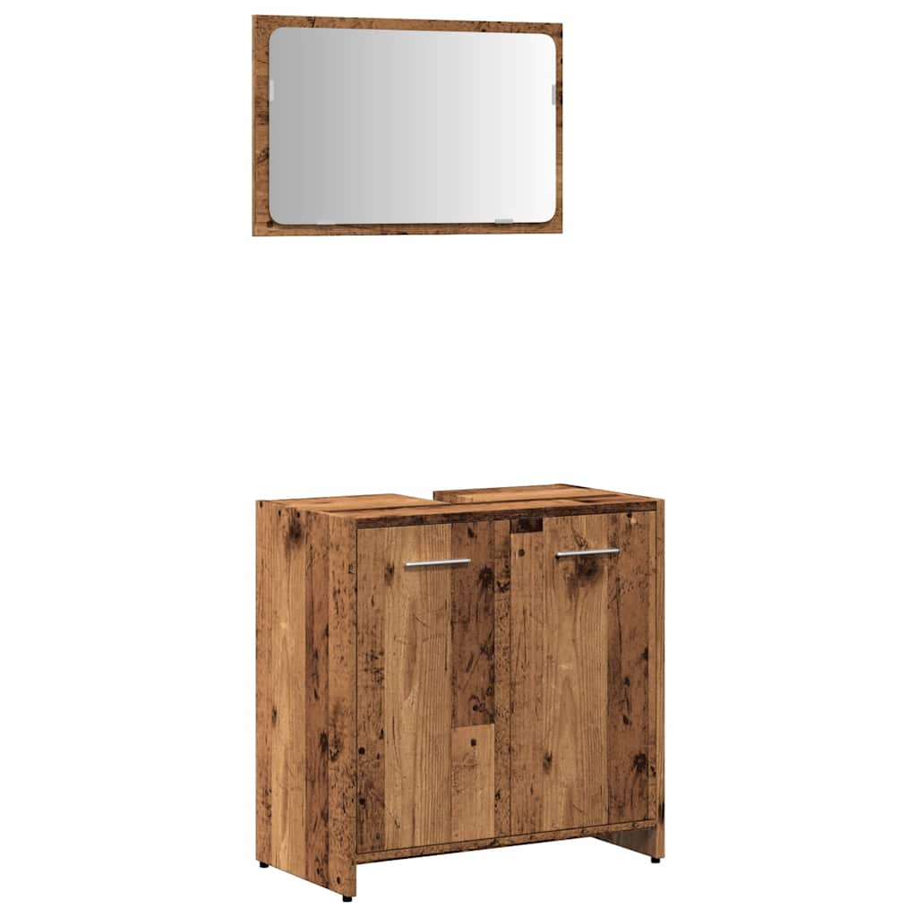 Vidaxl badkamerkast met spiegel bewerkt hout oud houtkleurig