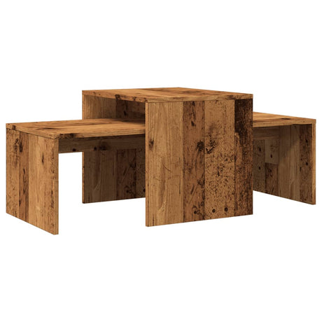 Vidaxl salontafelset 100x48x40 cm bewerkt hout oud houtkleurig