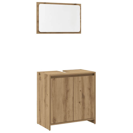 Vidaxl 2-delige badkamermeubelset bewerkt hout artisanaal eikenkleur