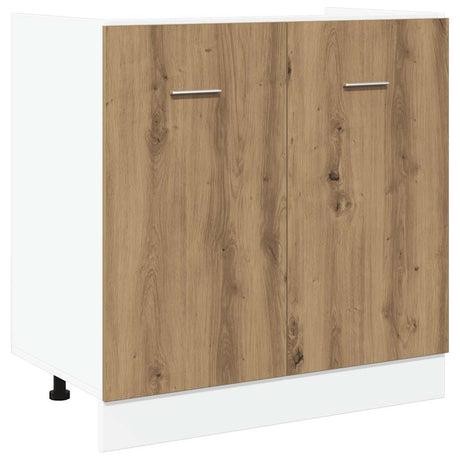 Vidaxl gootsteenkast lyon 80x46x81,5 cm bewerkt hout artisanaal eikenkleur