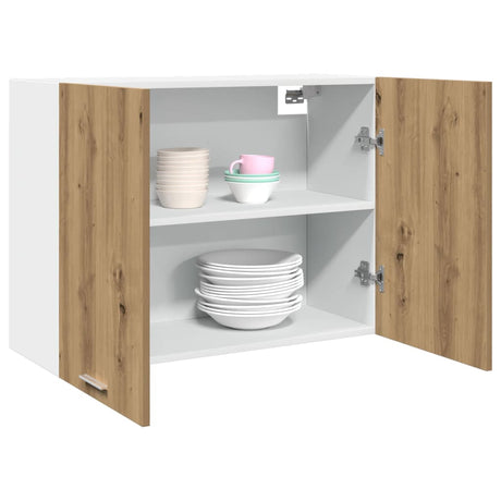 Vidaxl bovenkast lyon 80x31x60 cm bewerkt hout artisanaal eikenkleur
