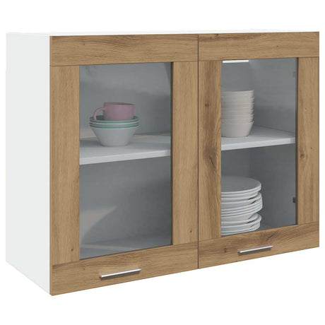 Vidaxl bovenkast lyon 80x31x60 cm bewerkt hout artisanaal eikenkleurig